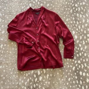 Lafayette 158 silk top, size 14, burgundy